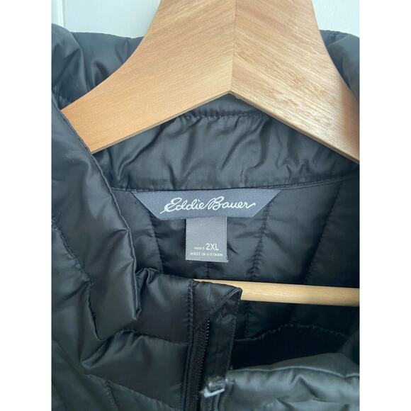 Eddie Bauer Vest Mens 2XL Black Puffer Hybrid Quilted Zip Front Fleece Lined - Picture 3 of 5